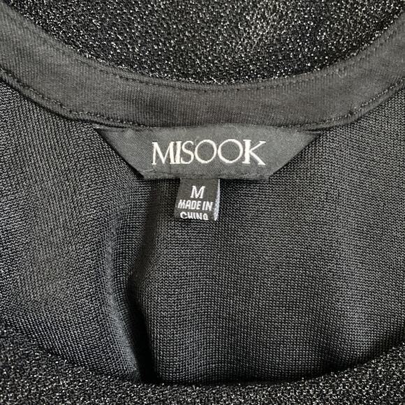 Misook Tank Top Blouse Shirt Sleeveless Scoop Neck Black Shimmer Metalli… - Picture 2 of 6